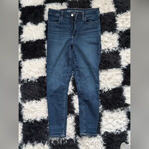 American Eagle High Rise Dark Blue Skinny Jeans 6 XShort